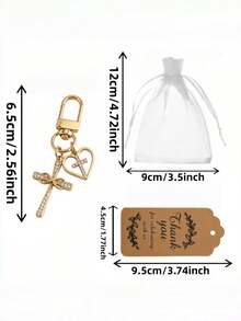 20 Sets Gold Cross Keychain Baptism Favors, Christian Baptism First Communion Souvenir Cards - Multicolor - View 3