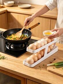1 hộp đựng trứng 2 lớp, giá giữ trứng tự động lăn cho cánh tủ lạnh, kệ đựng trứng chống rơi cho mặt bếp, dụng cụ sắp xếp lưu trữ, đồ dùng nhà bếp - Nhiều màu - Xem 13