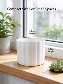 Vertical Stripe Plastic Flower Pot, Fresh Solid Color Succulent And Green Plant Planting Pot, Suitable For Balcony, Windowsill, Indoor Desk, Living Room Shelf Placement. Can Be Filled With Nutrient Soil To Plant Succulents, Pothos, Herbs, Small Foliage Plants, Rounded Vertical Stripe Design Is Simple And Elegant, Lightweight And Durable, Breathable And Easy To Drain, Easy Daily Care And Watering, Black And White Color Scheme Versatile, Create A Green Plant Corner At Home, Decorate Indoor Space, Provide Suitable Planting Container For Green Plants - Flower Pot - View 6