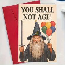 1PC Funny Birthday Card - Magician With Sword And Balloons, "You're Not Getting Older!" Magic Birthday Greeting Card, Suitable For Adults, Birthday Party Decoration - No Battery Required, Perfect For Fantasy Lovers And Milestone Celebrations, Humorous Design, High-Quality Printing - View 2