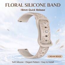Tali Jam Tangan Silikon Berukir Bunga 18mm 20mm, Tali Jam Tangan Pengganti Kompatibel dengan Watch & Watch, Tali Pergelangan Tangan Lembut - MultiWarna - View 19