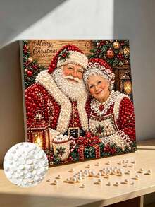 Handmade Pearl Painting Set With Frame, Christmas Penguin Pattern Design, Full Set Of Hand Tools, Wall Decoration, Christmas Gifts. - A - View 1