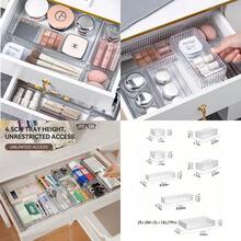 7/10X Drawer Organiser Set Clear Makeup Trays Plastic Desk Drawer Dividers Boxes - VJN0478-7 - View 2