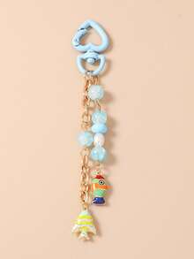 1pc Fashionable Cartoon Animal Keychain, Beaded Goldfish Keyring, Girls Bag Charm - Multicolor - View 8