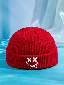 MAKEFGE 1pc Unisex Funny Embroidered Pattern Beanie Hat, Black & White, One Size, Thin Knit, Casual Outdoor Fashion Accessory Suitable For Daily Wear - A - View 22