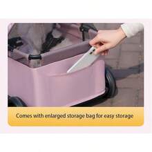 Mini Dog Stroller – Foldable Pet Carrier Cart With 360° Rotatable Handle, Extendable Pull Handle & Storage Bag Lightweight Trave - Pink - View 8