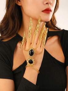 1pc Personalized Antique Belly Dance Props Golden Girl Performance Nails For Women - Multicolor - View 5