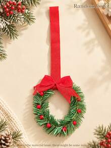 1pc Customized Embroidered Wreath Ribbon Hanging Ornament, Personalized Name Pendant With Bow And Berry Wreath Details, 5 Styles Available, Christmas Tree Home Decor, Ideal Holiday Gift For Family And Friends - Multicolor - View 12