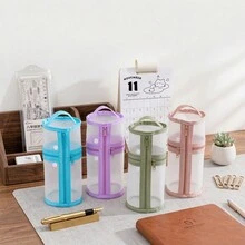 Various Styles Minimalist Standing Transparent Pencil Pouches, High-Definition Visible Large Capacity, Student Multifunctional Stationery Storage Bag/Pencil Case. - Multi-color - View 5