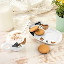 Cat Coffee Cup Set 220ml – Ceramic Cat Cup With Saucer And Metal Stirrer, Cute Tea Cup Gift Set For Cat Lovers - Multicolor - View 3