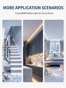 Lampu LED Strip Putih 6000K Bertenaga USB 1m/3 Meter/5m, Dapat Diredupkan dengan 3 Tombol, Dapat Dipotong, Dapat Dibengkokkan, Perekat Mandiri, Cocok untuk Kamar Tidur, Langit-langit, Dekorasi Rumah Natal - Putih - View 6