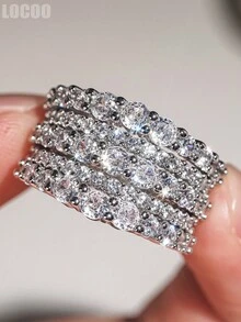 1 chiếc nhẫn nữ đính đá Cubic Zirconia quyến rũ, trang sức cho đám cưới, đính hôn, tiệc tùng, quà tặng Valentine - 1 # - Xem 2