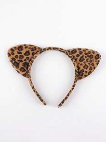 1pc Leopard Cat Ear Headband For Women And Girls, Cute Plush Leopard Animal Ear Hairband, Suitable For Halloween Cosplay, Costume Party, Daily Hair Accessory - Multicolor - View 6