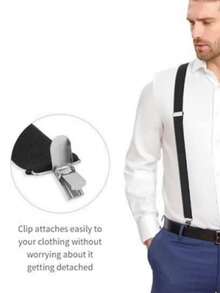 1pc Solid Color Men's Suspenders, With 3 Strong Clips, Adjustable - Multicolor - View 5