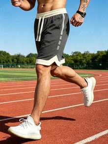 Men's Summer Fashion Sports CasualBermuda Shorts, Sporty Side Pocket Design, Suitable For Daily Wear/Fitness/Travel - Dark Grey - View 7