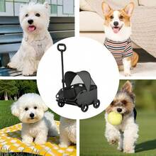 Mini Dog Stroller – Foldable Pet Carrier Cart With 360° Rotatable Handle, Extendable Pull Handle & Storage Bag Lightweight Trave - Pink - View 6