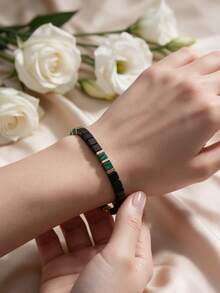 YAUKIA Men'S Malachite&Hematite Bracelet, Healing Protection Energy Spiritual Birthstone Bracelet, Symbolizing Insight Wealth Versatile Fashion Accessory - Multicolor - View 3