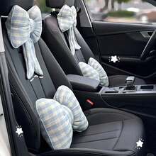 1 Car Headrest Lumbar Support Cushion, Plaid Bow Ribbon Seat Cushion Pillow, Four Seasons Universal Goddess Lumbar Support Cushion - Multicolor - View 6