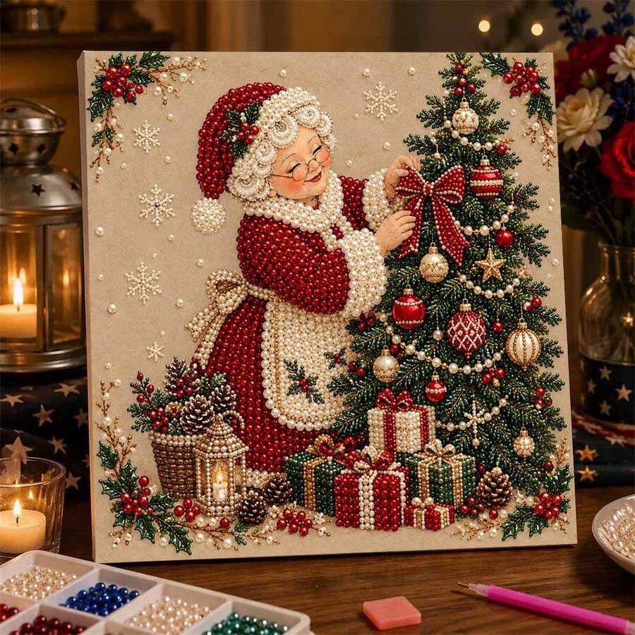 1 New Pearl Art Set, Including Pearls, Canvas And Tools, Ideal As Home Wall Decoration Gift, With Inner Frame - A - View 1