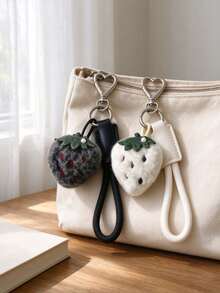 1pc Niche Premium Cute Strawberry Pendant Minimalist Versatile Phone Car Key Chain Bag Charm - Multicolor - View 2
