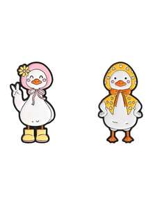 1pc/2pcs Cute Assorted Headscarf Duck Pattern Brooch, Fashion Clothing Accessory Badge, Bag Lapel Pin, Gift For Friends - Multicolor - View 6