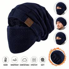 1pc 2026 New Unisex Winter Fleece Cold-Proof Headband 2pcs Set - Elastic Drawstring Closure, Lightweight And Warm, Suitable For Cycling, Skiing, Outdoor Activities, Solid Color Pullover Hat - Multicolor - View 14