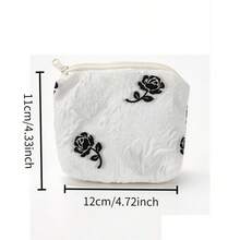 Fresh Rose Coin Purse For Women, Large Capacity Card Holder, Mini Lipstick Makeup Bag, Fabric Portable Small Pouch - Multicolor - View 5