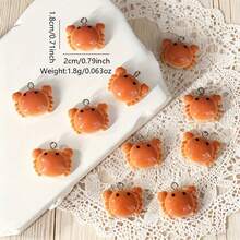 10pcs Cute Crab Shaped Bread Resin Pendant, Fun Jewelry Charm Accessory, Perfect For DIY Jewelry - Cute Crab Pendant - View 3