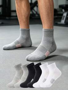 1/6/12/20 Pairs Men's Minimalist Three-Color Striped Mid-Calf Socks, All-Season Sports Casual - Multicolor - View 2