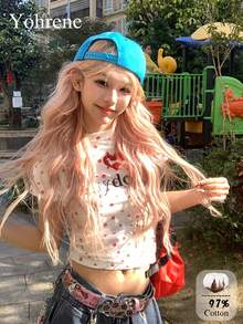 Retro American Letter Print Short Sleeve T-Shirt, Sexy Slim Fit Cropped Round Neck Top Casual White Summer - White - View 1