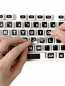 Universal English Keyboard Stickers With Includes A Cleaning Cloth And Tweezers:Available In Multiple Colors,Applicable For Computer,Laptop And Desktop Keyboard,Keyboard Letter Replacement Stickers,An Ideal Birthday Gift For Keyboard Enthusiasts. - One Size Fits All - View 1