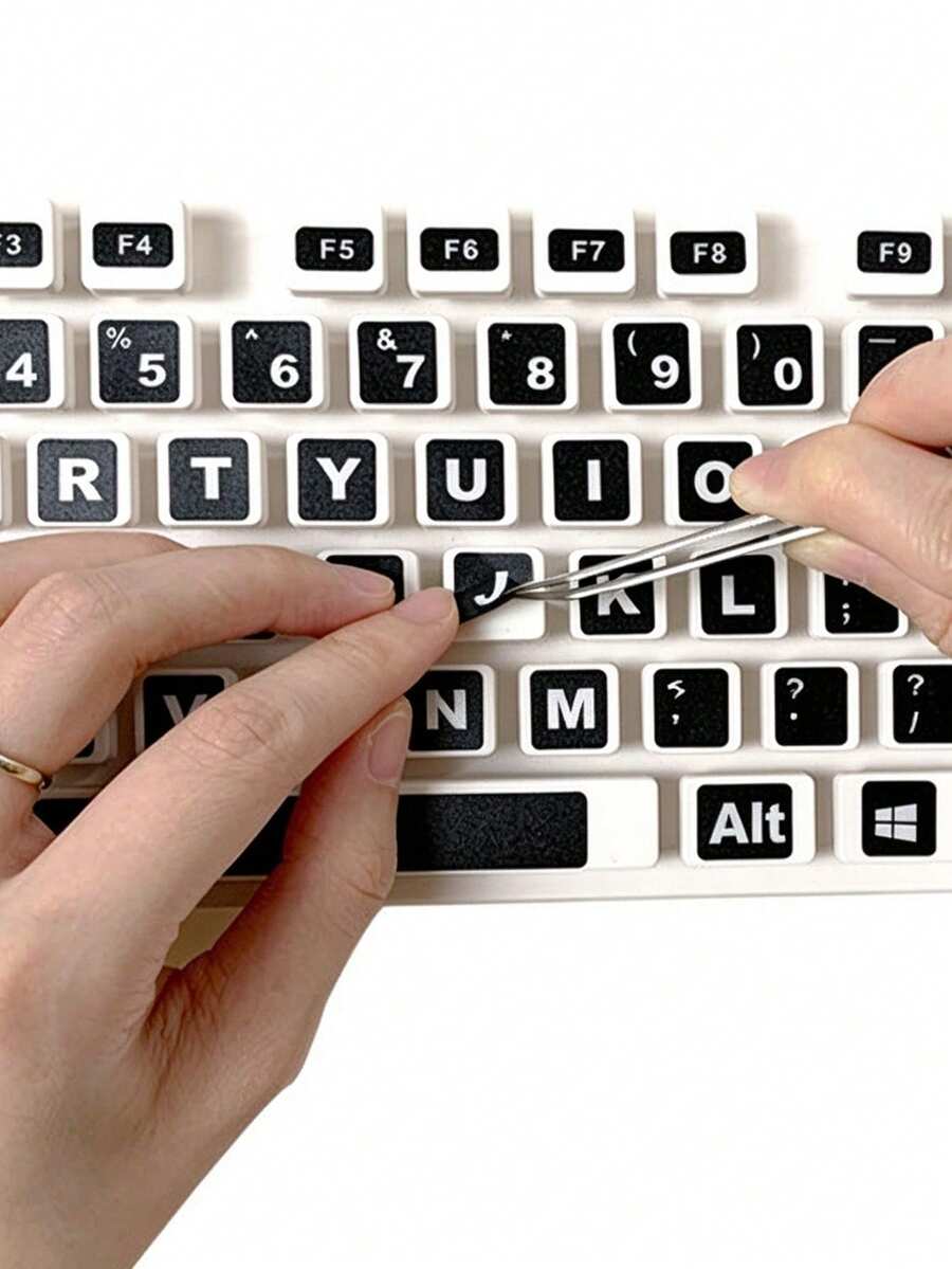 Universal English Keyboard Stickers With Includes A Cleaning Cloth And Tweezers:Available In Multiple Colors,Applicable For Computer,Laptop And Desktop Keyboard,Keyboard Letter Replacement Stickers,An Ideal Birthday Gift For Keyboard Enthusiasts. - One Size Fits All - View 1