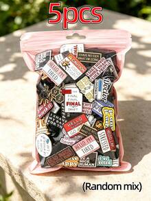 5/10/15/20/30/40/50pcs Letter Brooch Random Mixed Set (No Duplicates), Creative Alloy Metal Pin Badge, Multiple Styles, Patterns, Designs, Letters, Suitable For Various Occasions, More Quantity, More Styles, Shoes, Bags, Clothing Decoration Accessories, Perfect Gift, Loved By Adults And Children - Multicolor - View 8