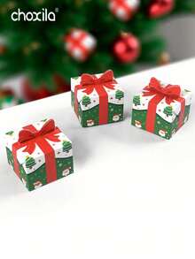 choxila 10/50pcs Christmas Gift Boxes With Bow Decoration, Santa Claus & Christmas Tree Print Candy Boxes, Christmas Party Favor Snack Boxes - Christmas Gift Box - View 10