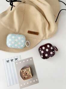 1pc Retro Polka Dot AirPodsCase, Glossy Soft Cover With Key Ring, Compatible With AirPods5 1/2/3/4/Pro/Pro 2/Pro 3 - Multicolor - View 3
