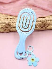 1/3pcs Mini Portable Small CombRib Comb Elastic Comb With Flower Pendant, Easy To Store For Travel, Hair Straightening Comb Suitable For Gifts To Family And Friends - Multicolor - View 9