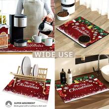 1 buah Alas Kopi/Bar Motif Lonceng Kaus Kaki Natal Latar Belakang Merah Seri Natal, Alas Pengeringan, Alas Pengeringan Mesin Kopi Berbahan Tanah Diatom Lembut, Alas Pengeringan Karet Lembut, Alas Pengeringan Piring Tahan Aus dan Sangat Menyerap, Untuk Meja Dapur Restoran, Dekorasi Meja Makan Teras, Perlengkapan Dapur Rumah, Alas Dekorasi Meja Dapur - MultiWarna - View 6
