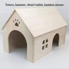 Wooden Multi-Layer Hamster House With Climbing Ladder And Hideout, Natural Wood Pet Perch Platform, Hamster And Gerbil Cage Decor - one-size - View 12