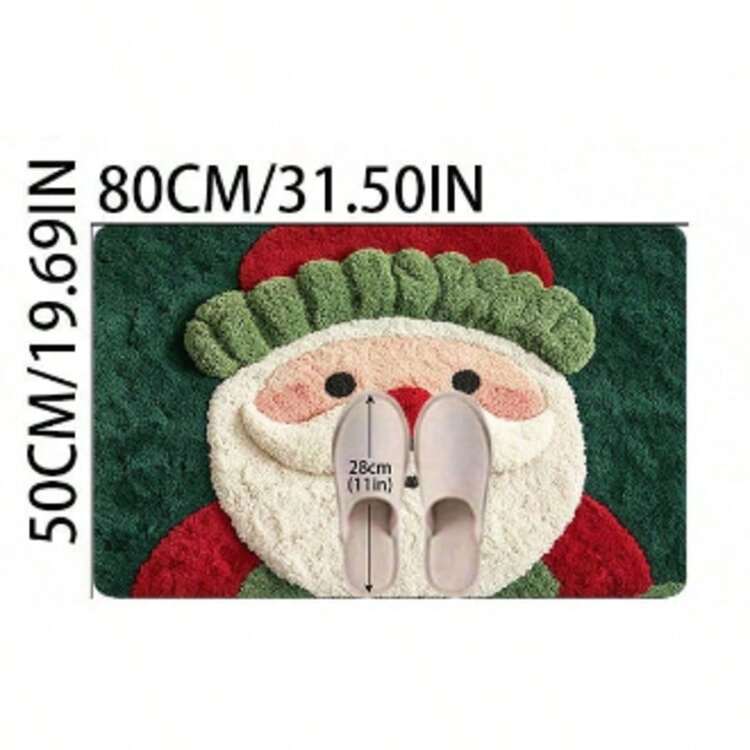 1pc Christmas Santa Claus Door Mat, Small Rug, Home Decor, Area Rug, Casual Blanket, Bedside Rug, Bedroom Carpet, Washable - Multicolor - View 12