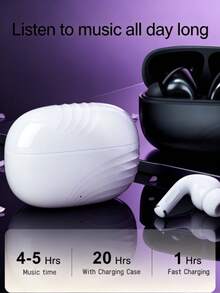 Earbud Bluetooth Nirkabel Sejati, Mikrofon Terintegrasi untuk Panggilan Jernih, Daya Tahan Baterai Lama, Desain Tahan Keringat, Pas Nyaman, Kompatibel dengan Perangkat iOS dan Android, Cocok untuk Kebugaran, Lari, dan Penggunaan Sehari-hari - Putih - View 4