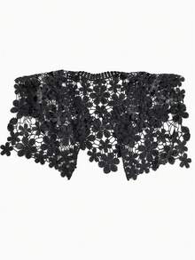 1pc Multicolor Hollow Crochet Lace Shoulder Shawl, Tie Front Knitted Floral Shoulder Wrap, Bohemian Style Decorative Detachable Cape, Match With Dress - Multicolor - View 23