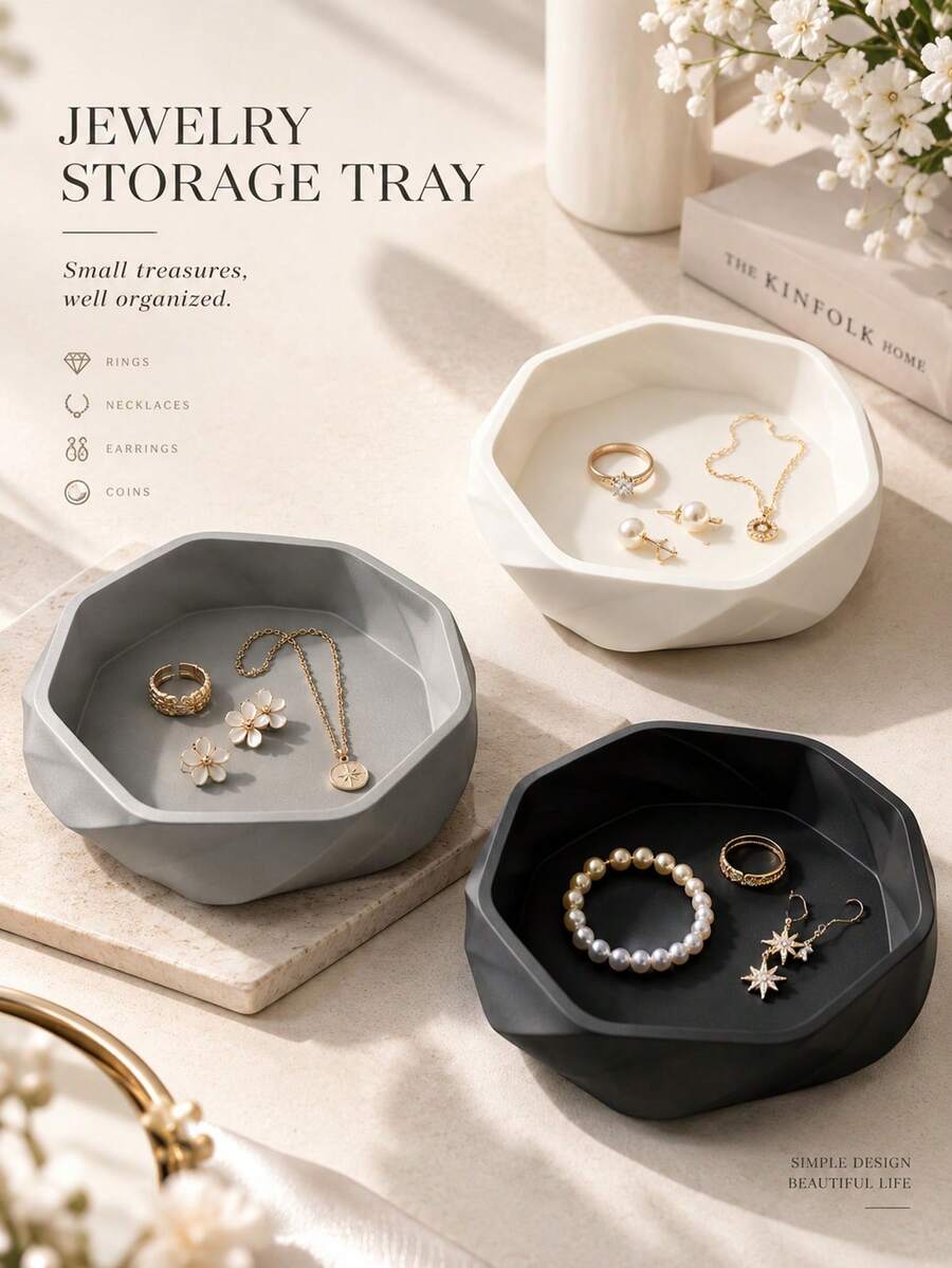 2pcs Smooth Swirl Storage Tray, Matte Pla Decorative Tray, Multifunctional Desktop Organizer, For Keys, Jewelry, Coins, Small Additions, Vanity, E Ntrance, Bedside Table, Home Decor Dish,Organizing Desktop Clutter,Gifts For Family And Friends - Multicolor - View 1