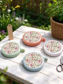 Vintage Floral Print Retractable Tape Measure, Mini Portable Soft Leather Tape Measure, 150cm/60in Measuring Length, Suitable For Home, Tailoring, Sewing, Office, Family And Learning - Multicolor - View 1
