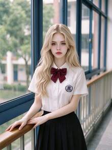 1pc JK Style Solid Color Ribbed Bowknot, Adjustable Pre-Tied Bowknot Collar Flower, School Uniform Accessory Unisex, 5 Colors Available, Suitable For Daily, School, Date, Party Wear - Burgundy - View 2