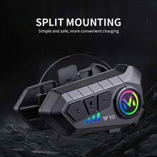 Ruancheng Tai nghe Bluetooth cho mũ bảo hiểm mô tô Y10, dễ lắp đặt, nghe nhạc và trả lời cuộc gọi khi lái xe, Bluetooth 5.3 giảm tiếng ồn, chống nước IP66, pin 400mAh chờ lâu - Y10-Mềm-400mAh - Xem 4