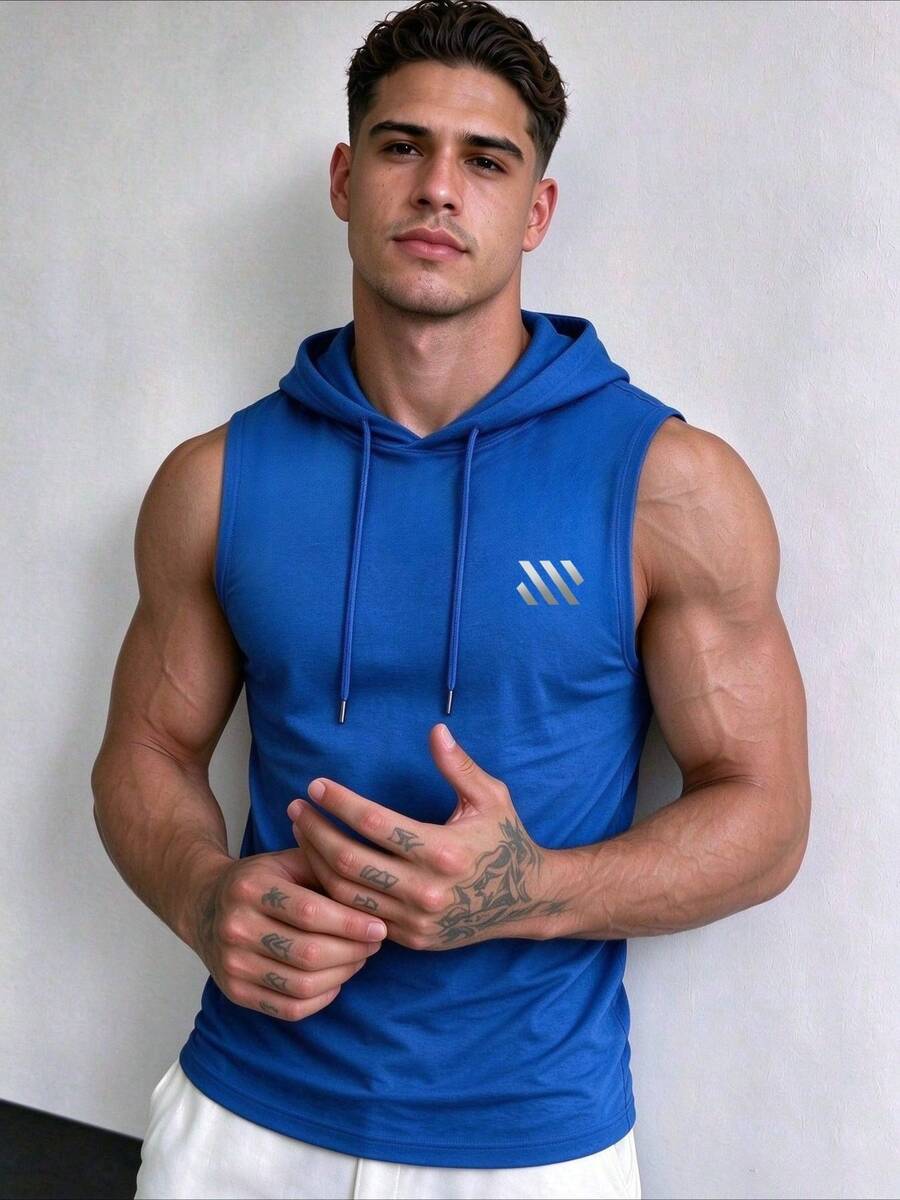 ZYNTH BALENO Men's Casual Printed Hooded Tank Top, Suitable For Fitness, Outdoor Sports And All Seasons