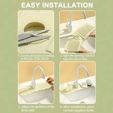 1pc-[Anti-Splash Drainage]Sink Splash Guard, Silicone Faucet Drip Pad, Kitchen Sink Basin Anti-Splash Guard, Non-Slip & Leak-Proof, Grey/Beige Medium 30cm/Large 38cm Optional. Tools & Home Improvement, Kitchen & Bath, Kitchen Facilities, Kitchen Sink Accessories. Anti-Splash, Dry Countertop, Drainage & Flow, No Water Accumulation. Narrow Edge Design, Space-Saving, Adjustable Fit, Multi-Scenario Universal. Convenient & Practical, Durable & Sturdy, Aesthetic & Functional. - Multicolor - View 7