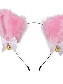 1pc Animal Casual Polyester Bowknot Headband Funny Plush Ears Headpiece Cute Cat Ear Hair Accessory - Multicolor - View 14