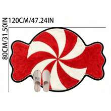 1pc Red Christmas Candy Doormat, Doormat, Small Rug, Welcome Mat, Carpet, Floor Mat, Outdoor Doormat, Kitchen Rug, Home Decor, Front Door Mat, Area Rug, Outdoor Mat, Home Decor, Area Carpet - Multicolor - View 15