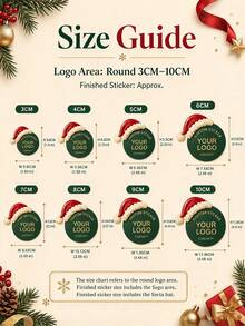 Personalized Christmas Logo Labels And Stickers, Upload Your Logo/Image To Customize Christmas Hat Design, Suitable For Christmas Gift Packaging, Gift Boxes, Packaging Bags, Retail And Small Business Holiday Brand Customization Personalized Labels/Stickers - Multicolor - View 3
